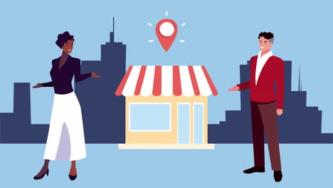 sociedad de negocios en una nueva ubicación de la tienda