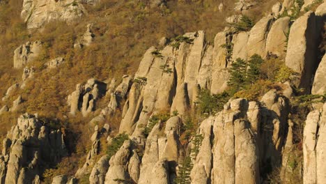 autumn mountain scenery with rocky cliffs