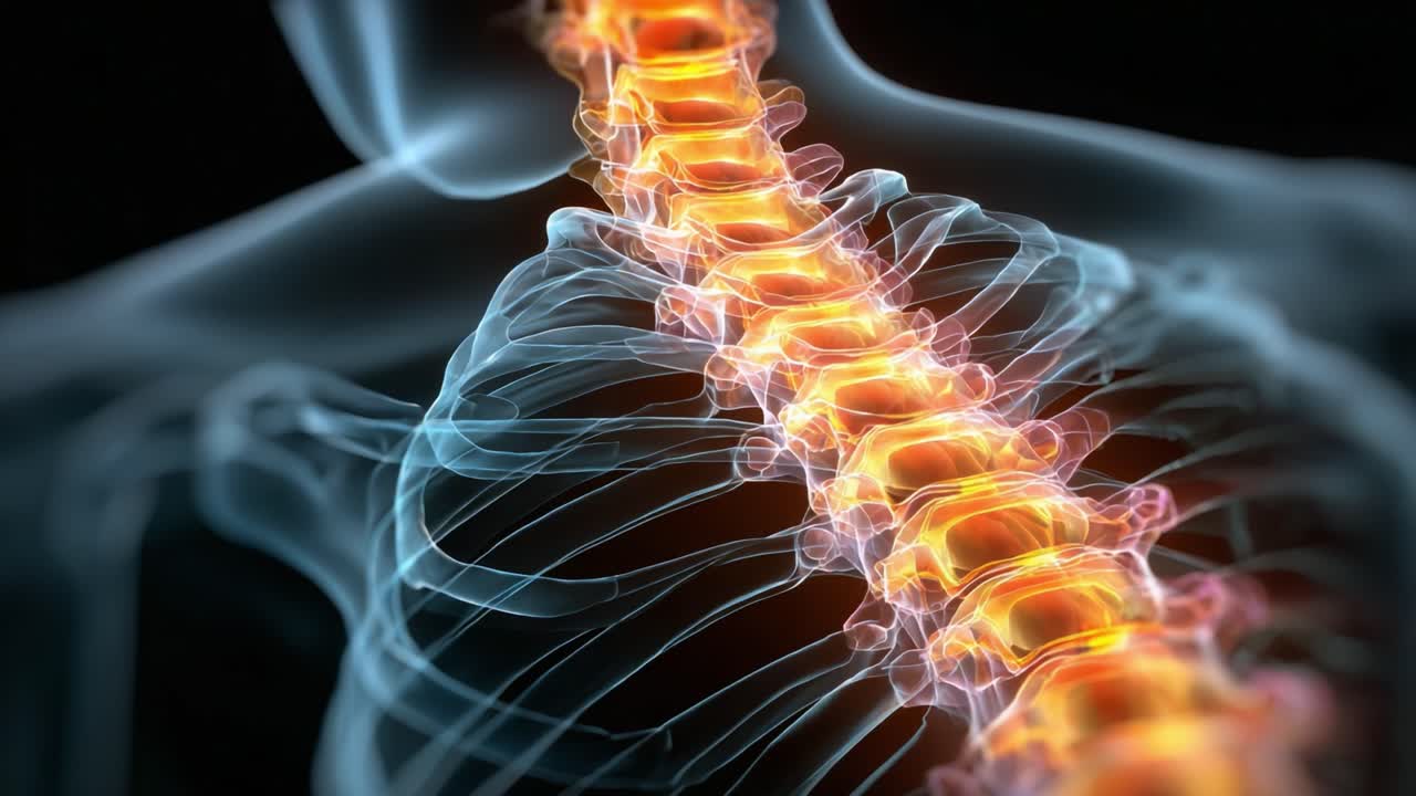 Intricate Visualization of the Human Spine: Engaging Representation of Vertebrae Structure and Neural Pathways Illustrated in Stunning Detail for Educational Insights