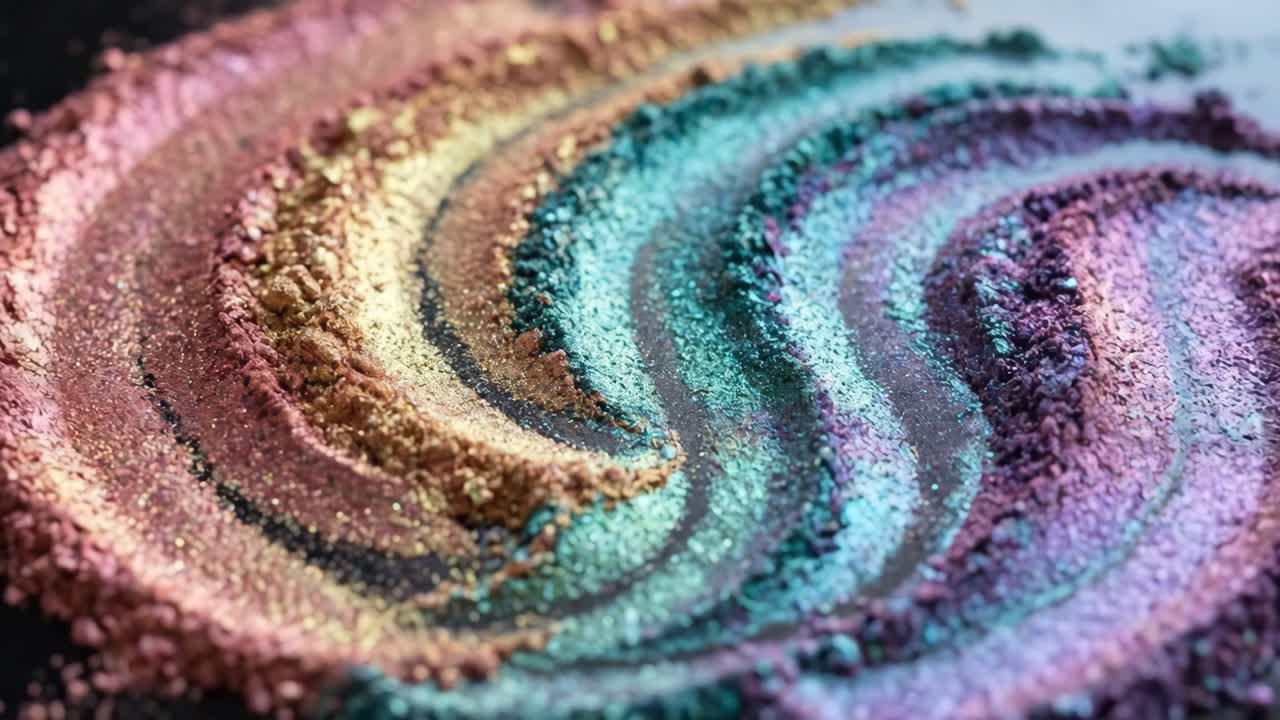 Wirbelndes irisierendes Glitzer-Make-up-Puder in lebhaften Farben