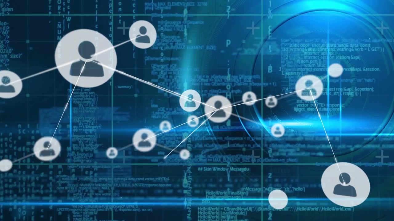 Animation af netværk af forbindelser over databehandling