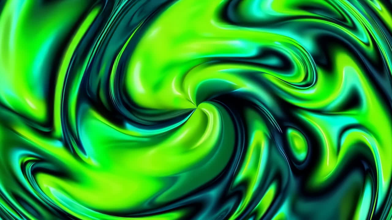 Sfondo astratto di metallo liquido vorticoso verde e verde acqua.