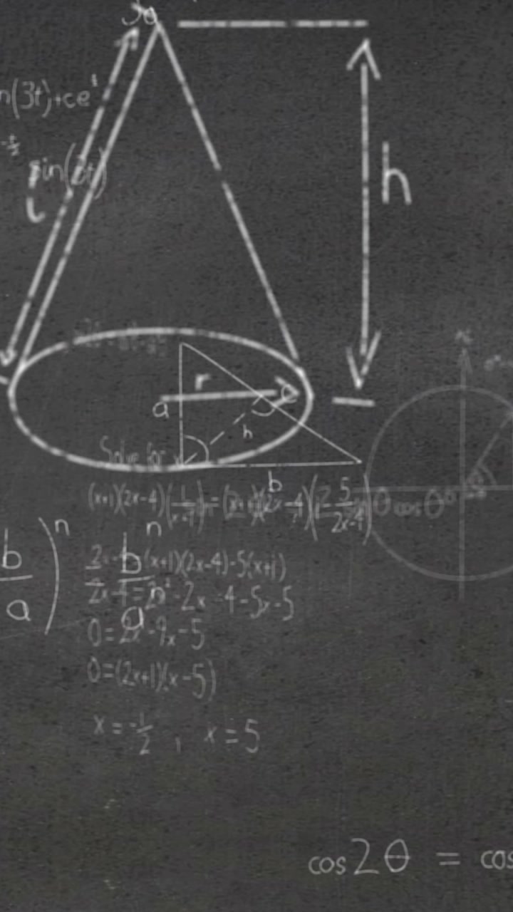 Animazione di equazioni matematiche e disegni su lavagna