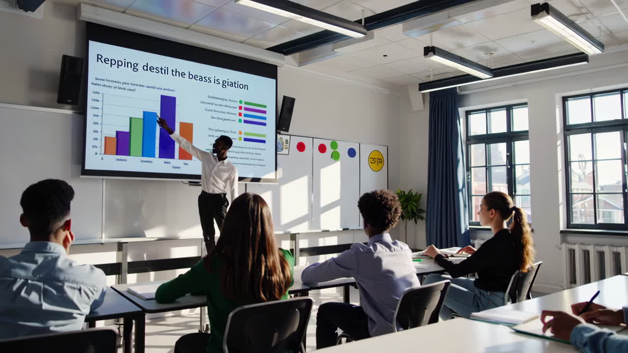 Teacher Presenting Data to Students in a Classroom