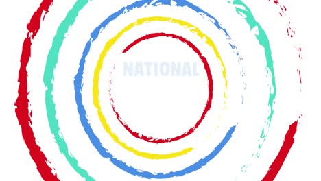 animation of national mentoring month text over colourful shapes on white background