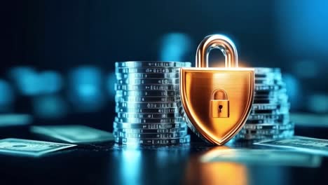 financial security with lock and coins