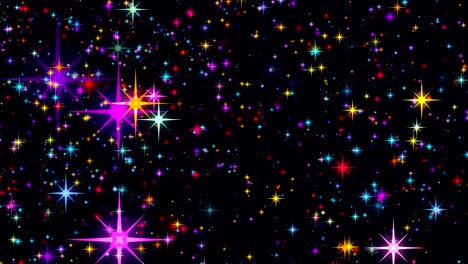 muchas partículas móviles multicolores en el espacio