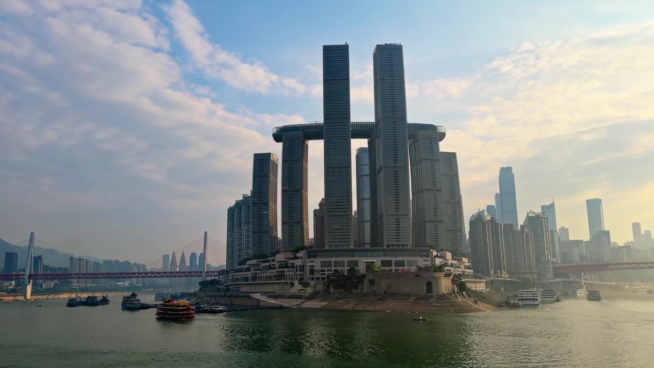 Raffles City Chongqing, Massive Urban Landmark In China - Panning Shot