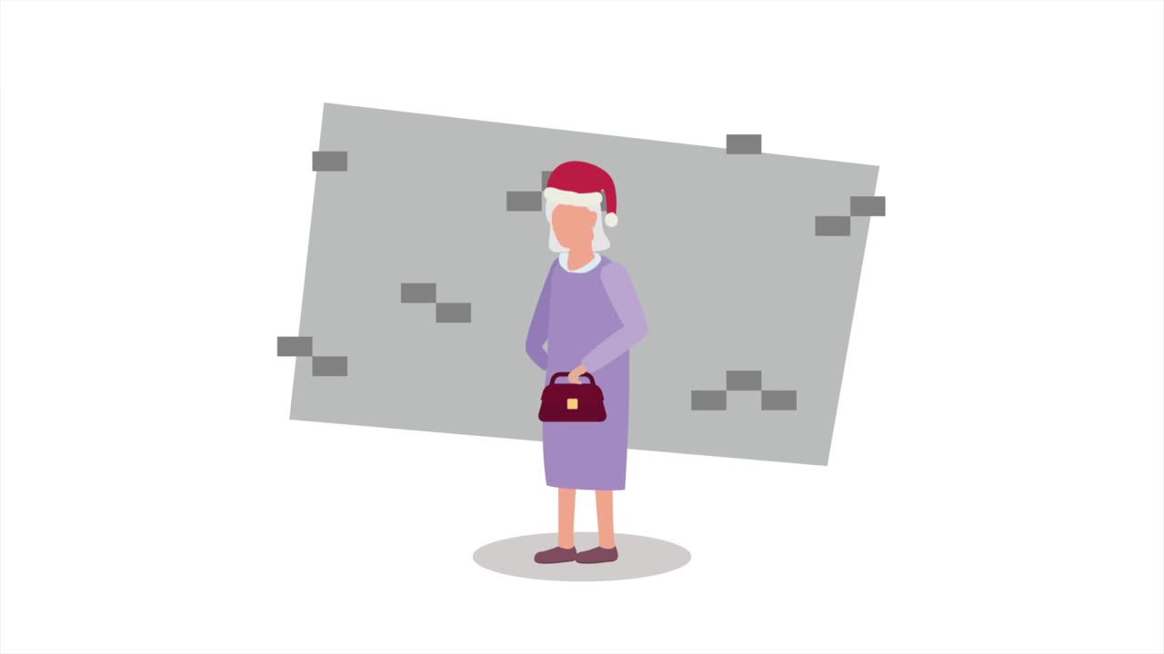 Elderly Woman in a Purple Dress