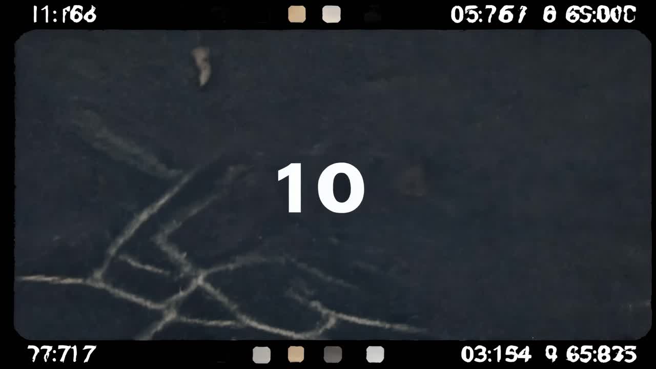 Retro film countdown with a vintage style, showing the number 3