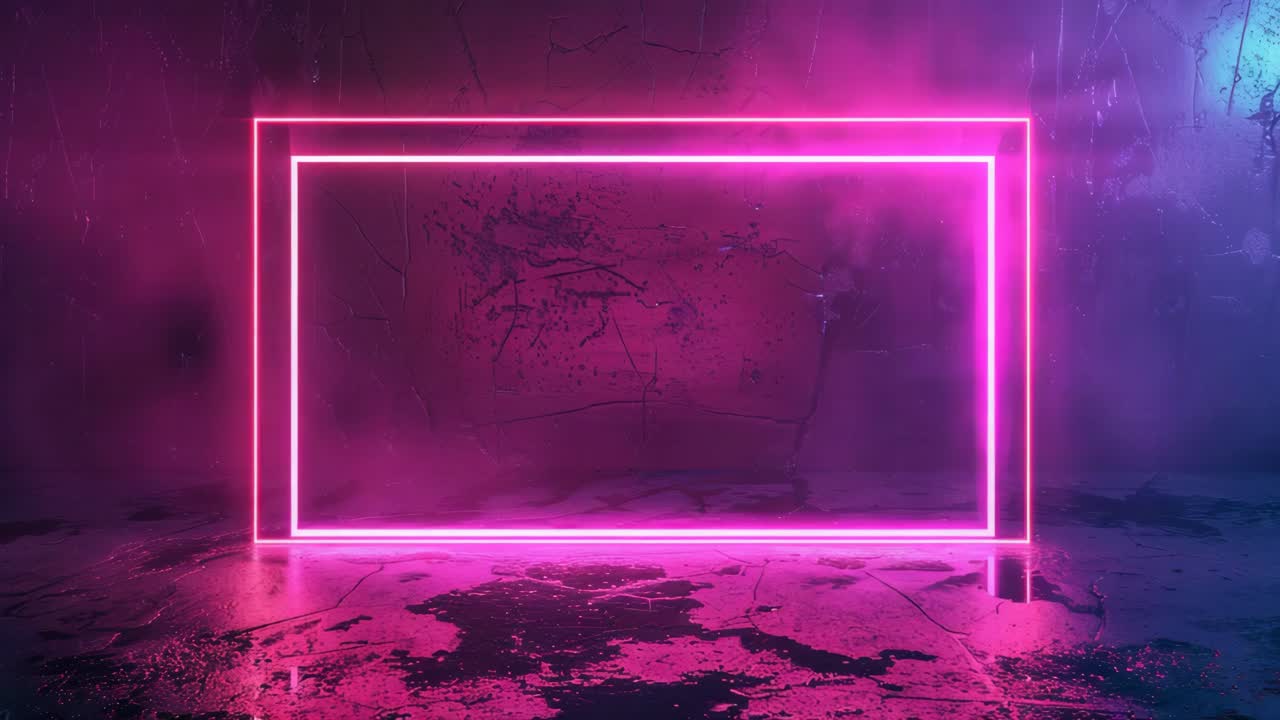 Neon Pink Frame on Cracked Wall Background