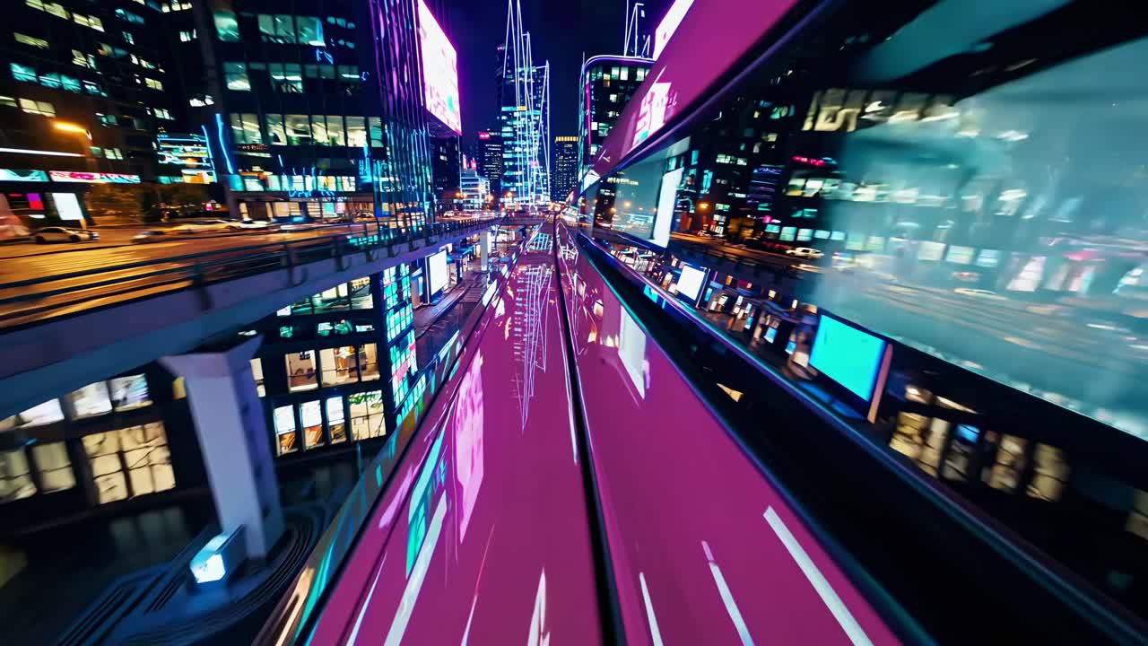 viaje nocturno en tren de la ciudad