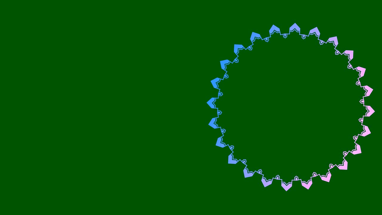 오른쪽에 있는 그래픽 디자인은 시계 방향으로 회전하면서 색을 바꾸며, 16:9 비디오 형식으로 다채로운 모양과 질감으로 구성되어 있습니다.