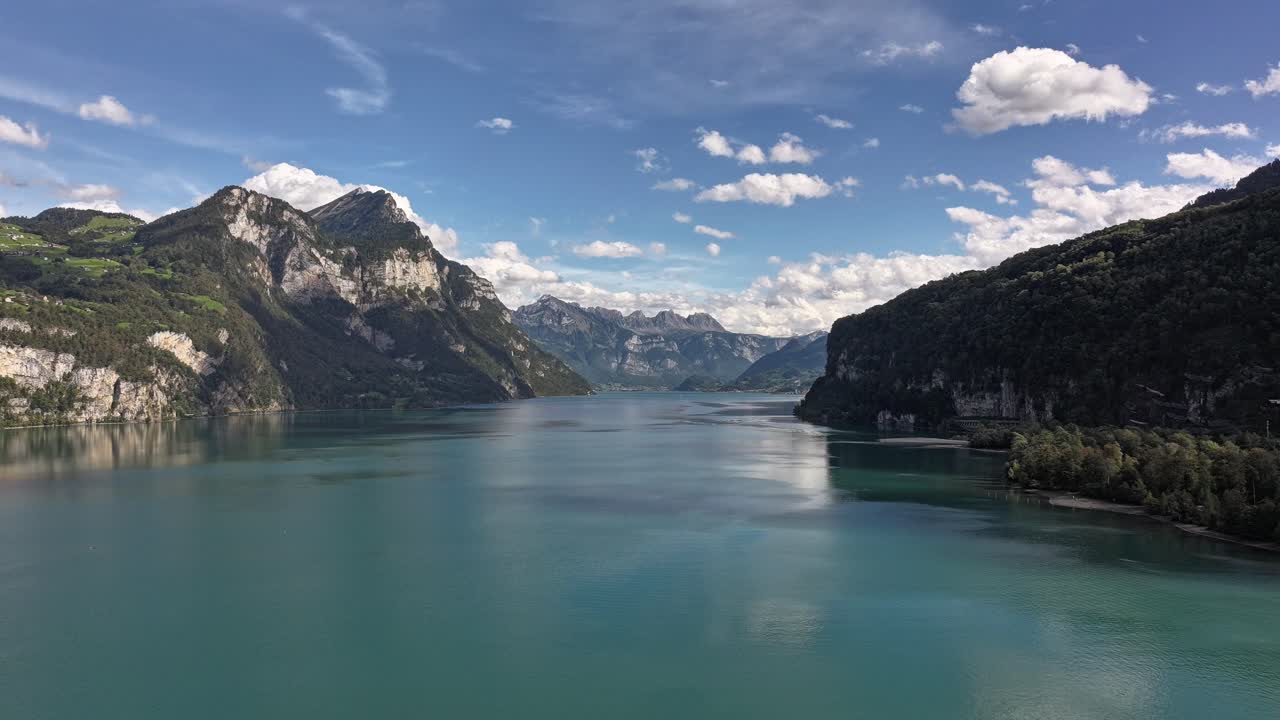 Lake Walensee, Quarten, Canton St. Gallen, Switzerland - Drone Hyperlapse