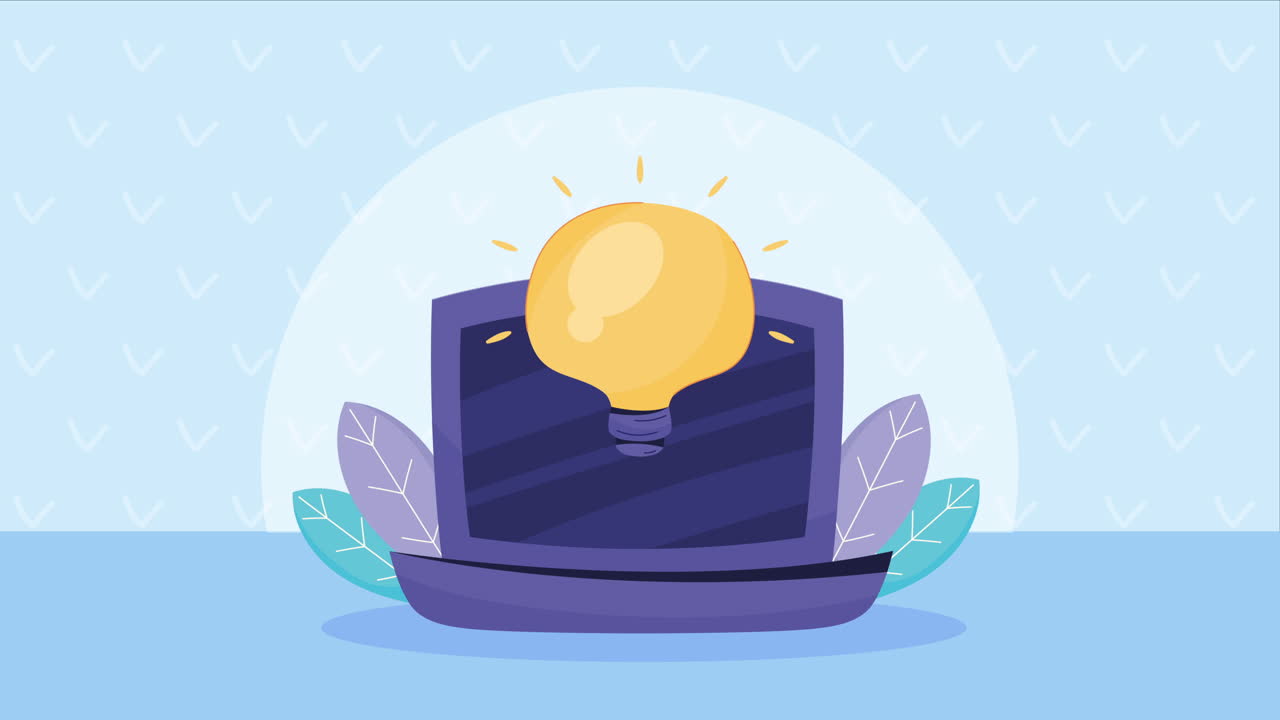 laptop computer with bulb animation
