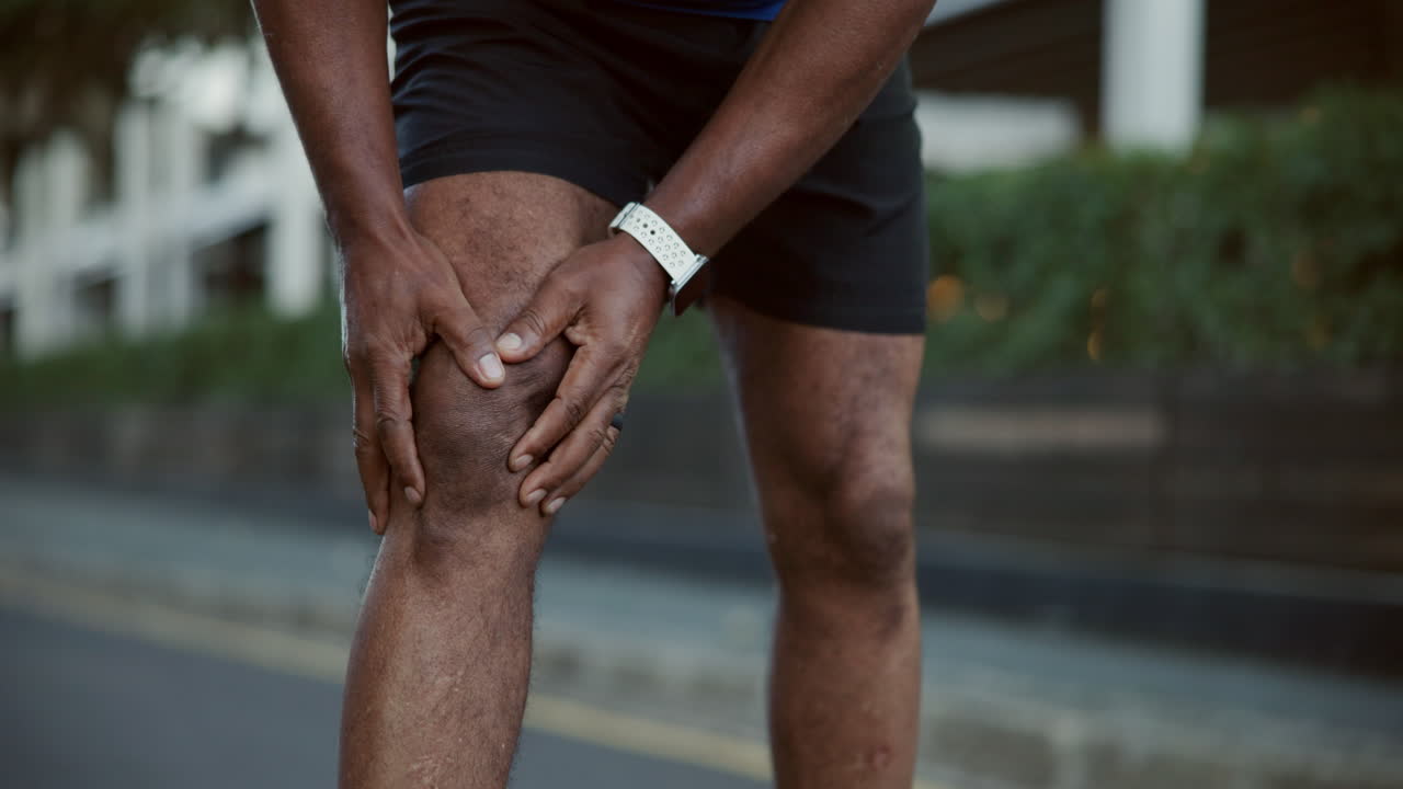 Man experiencing knee pain after exercise