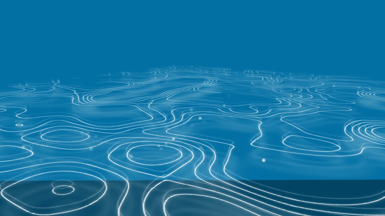 파란색 배경 위에 움직이는  ⁇  선의 애니메이션