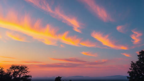 vibrant sunset sky with fiery orange and pink clouds