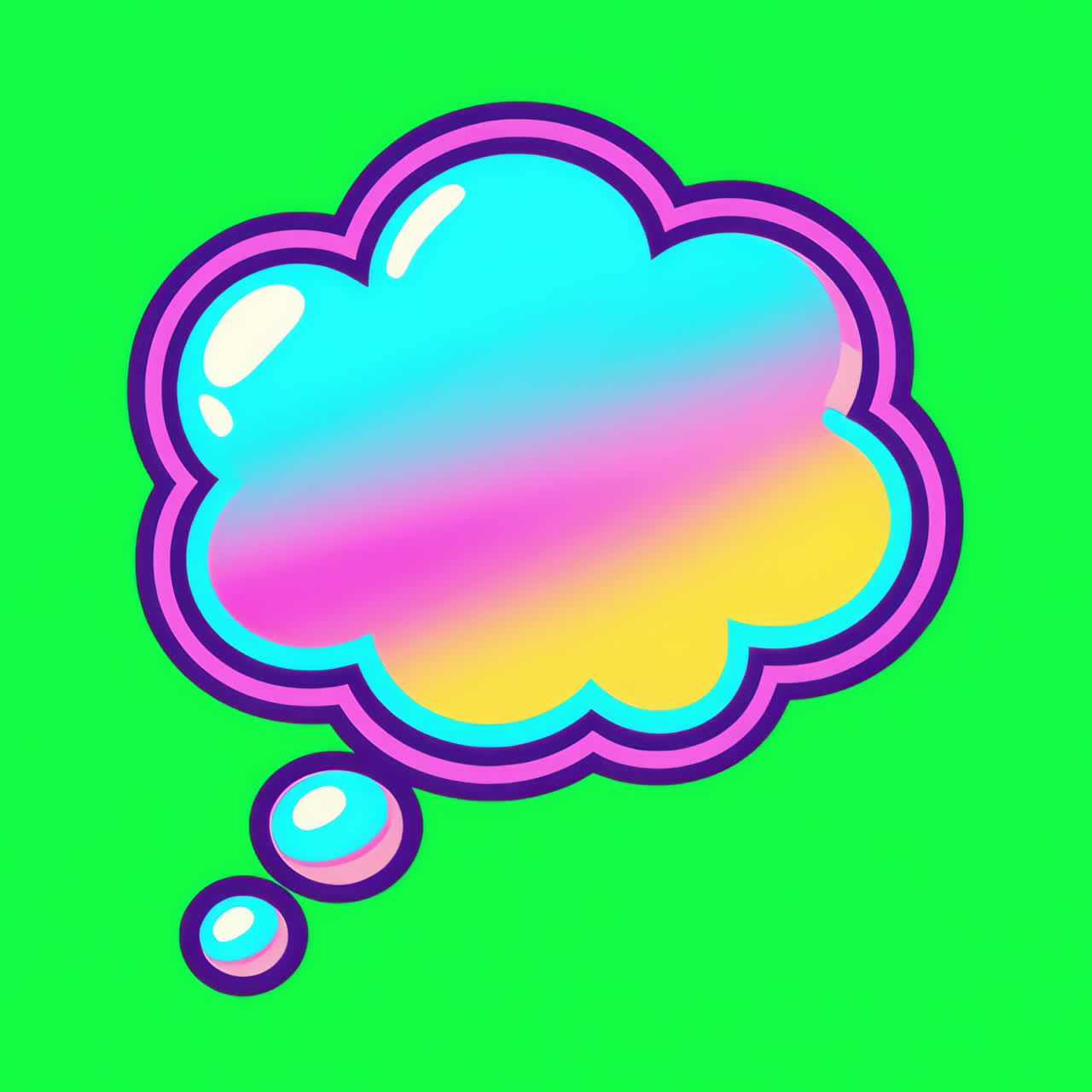Colorful thought bubble illustration animation isolated asset, transparent 4K video, alpha channel