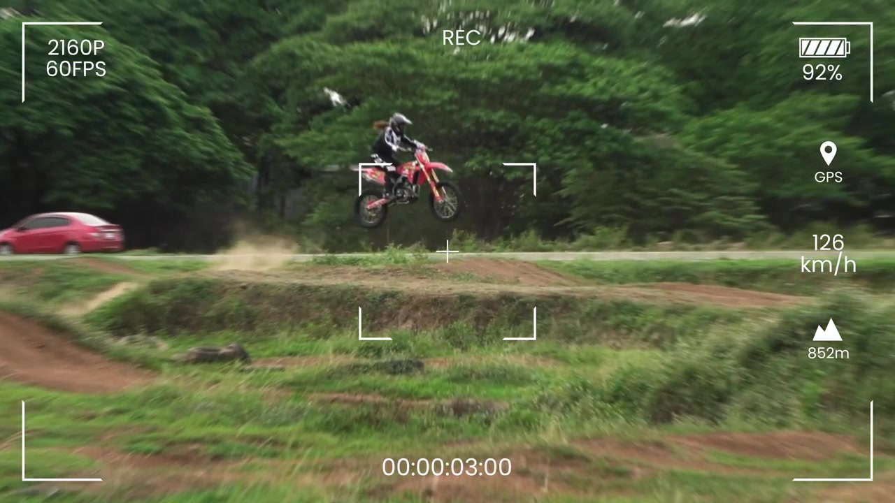 Pacchetto di overlay per telecamera cinematografica, modello per After Effects con effetti di interfaccia per mirino, registrazione, messa a fuoco e zoom.