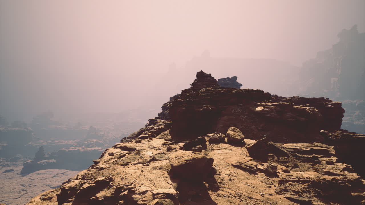 Arid Desert Landscape with Rock Formation