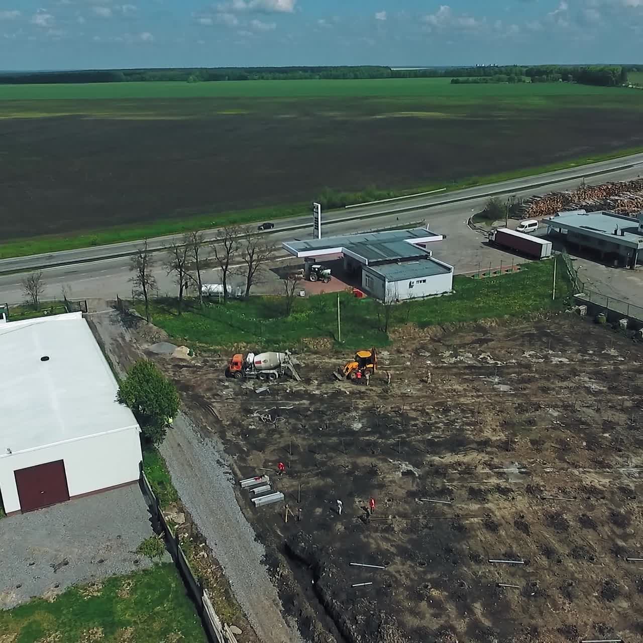 Drone view of construction site