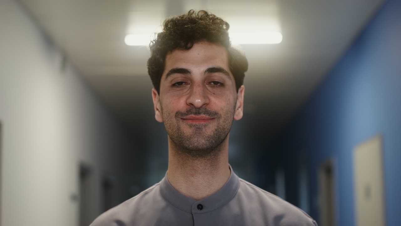 retrato de un hombre en un pasillo