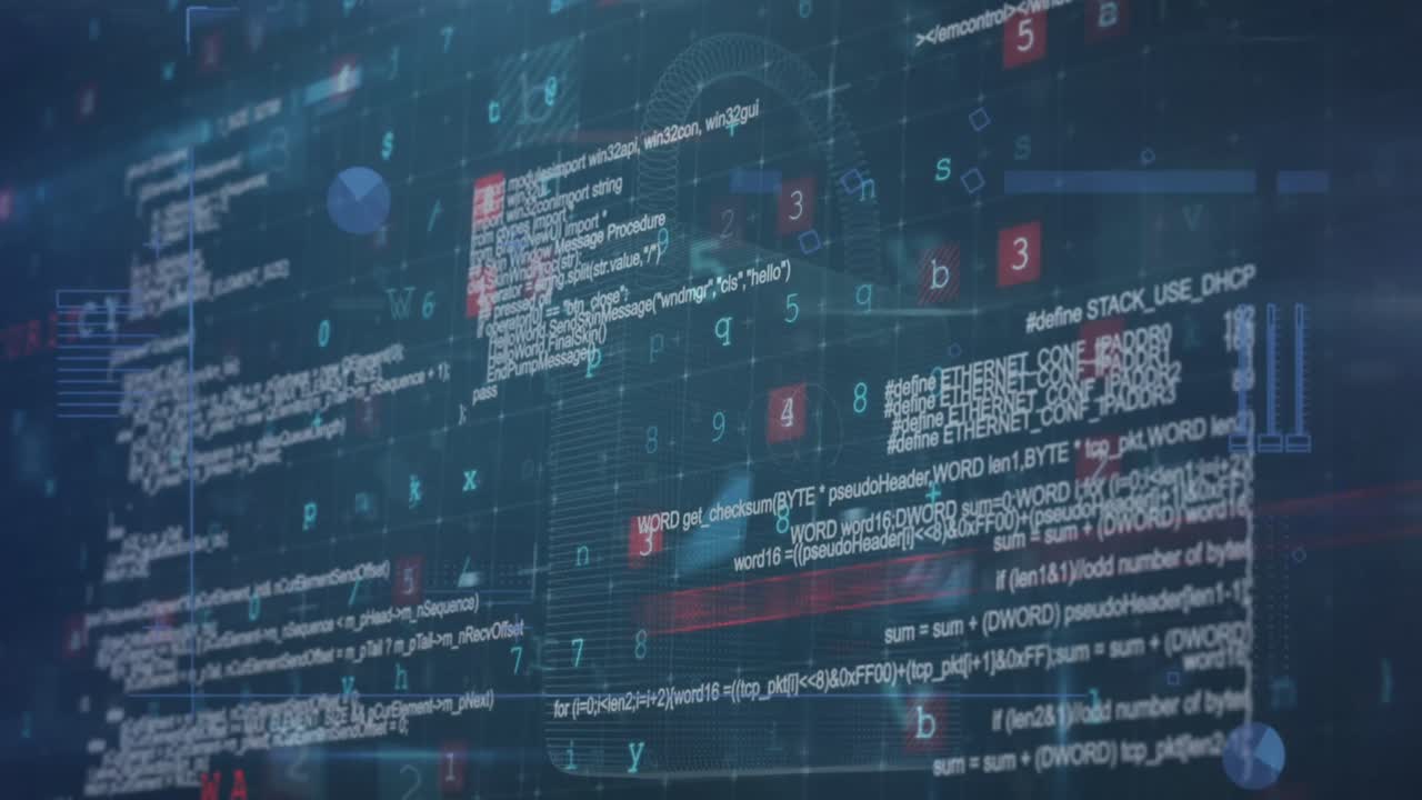 animación del procesamiento de datos digitales sobre un fondo oscuro