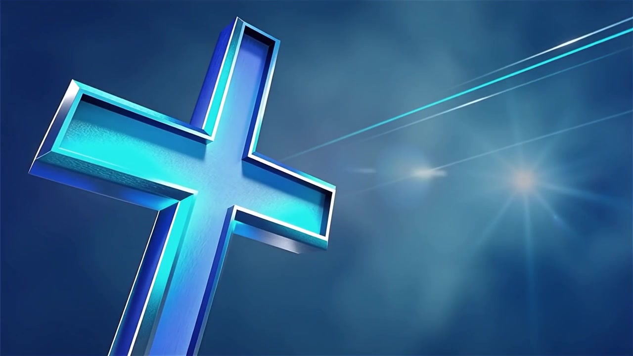 Croce Cristiana Luce Celestiale Sfondo per il Culto.
