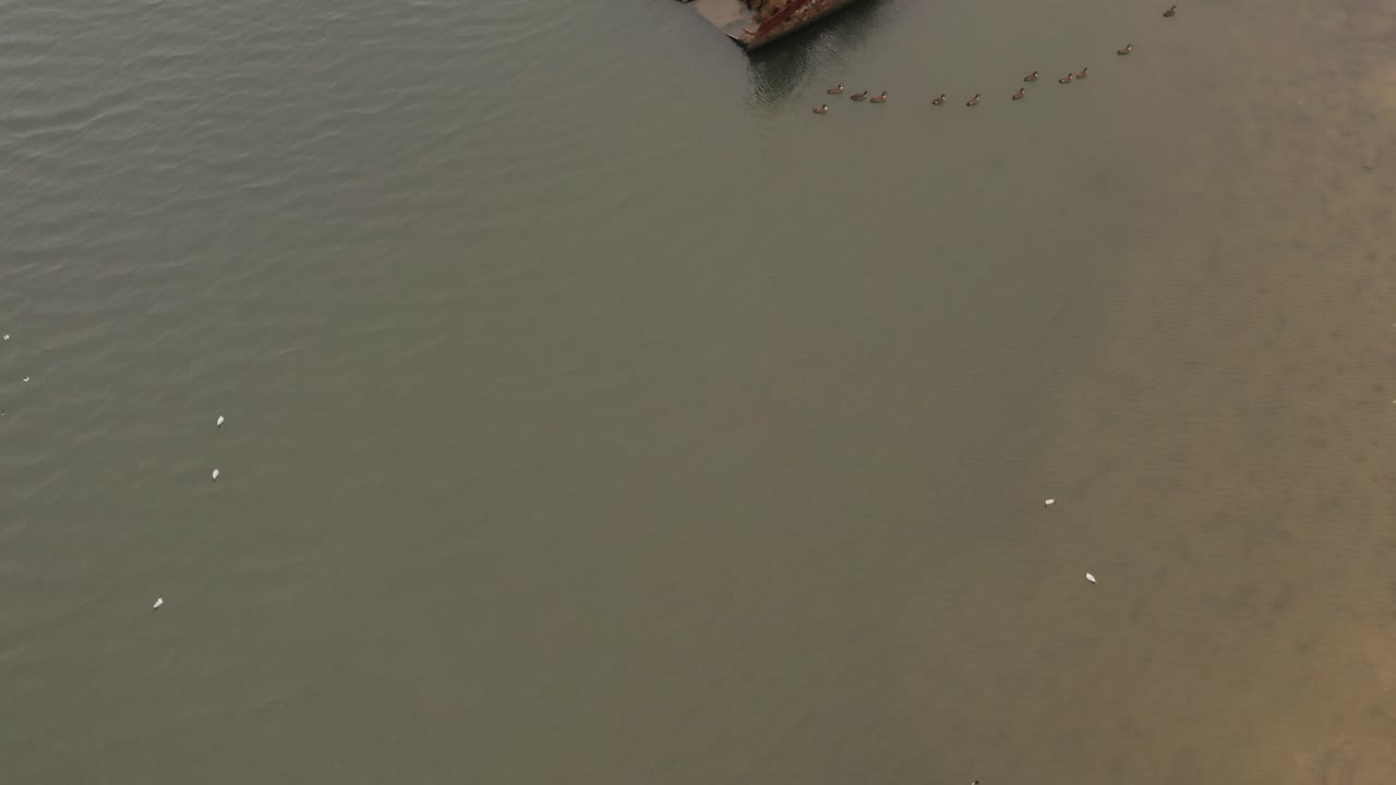 una vista aérea de coney island creek por calvert vaux park en una fría mañana de invierno