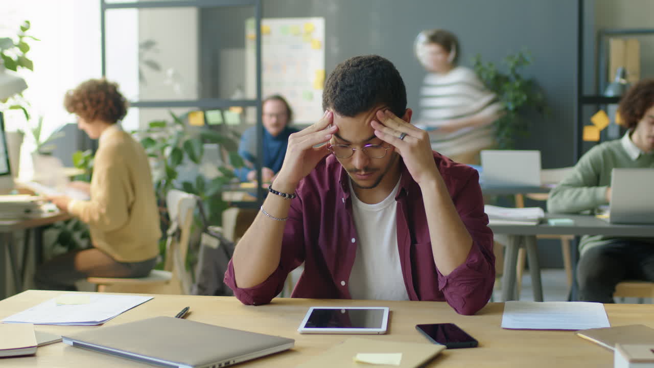 Timelapse of Stressed Man Getting Overloaded with Work