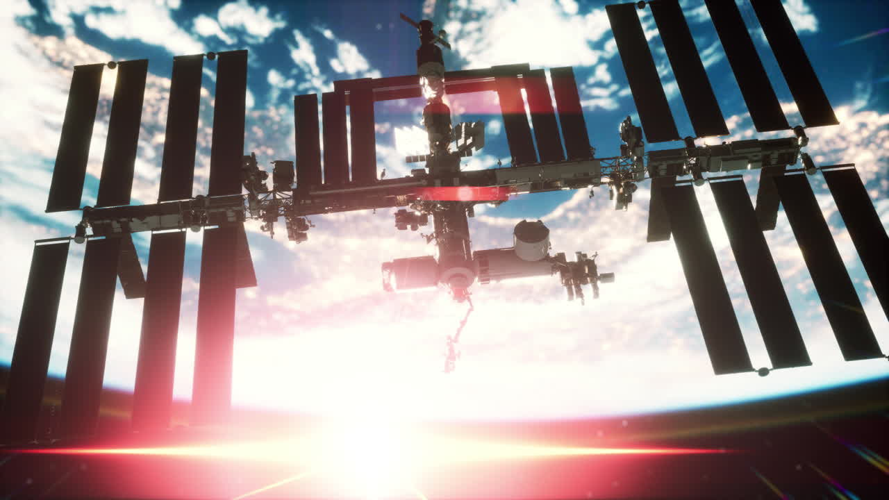 국제 우주 정거장은 지구 위  ⁇ 도에 떠 있습니다.