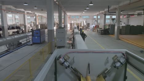 industry view of pakistani pvc pipe making factory in karachi. drone shot.