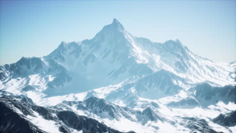 Mountain-winter-Caucasus-landscape-with-white-glaciers-and-rocky-Peak