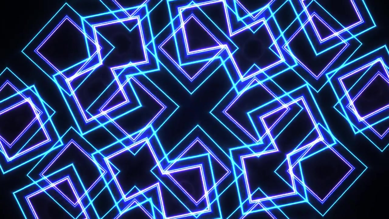 Abstract Motion Background with Glowing Blue Neon Squares
