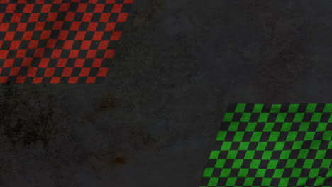 banderas de carrera rojas y verdes en degradado negro