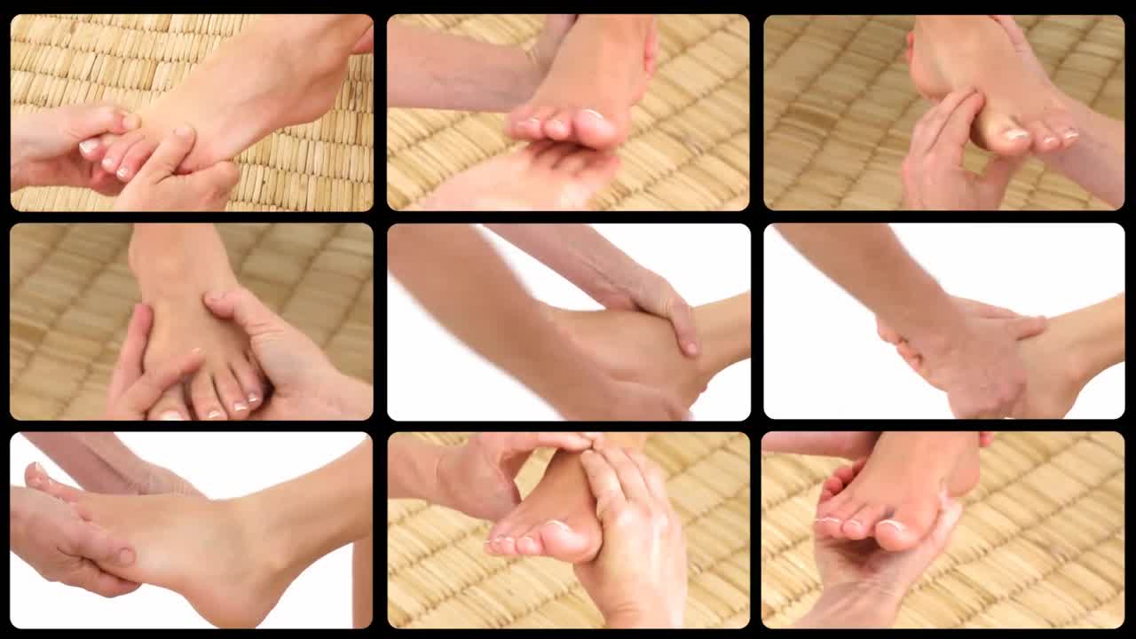 Animazione che presenta massaggi plantari salutari