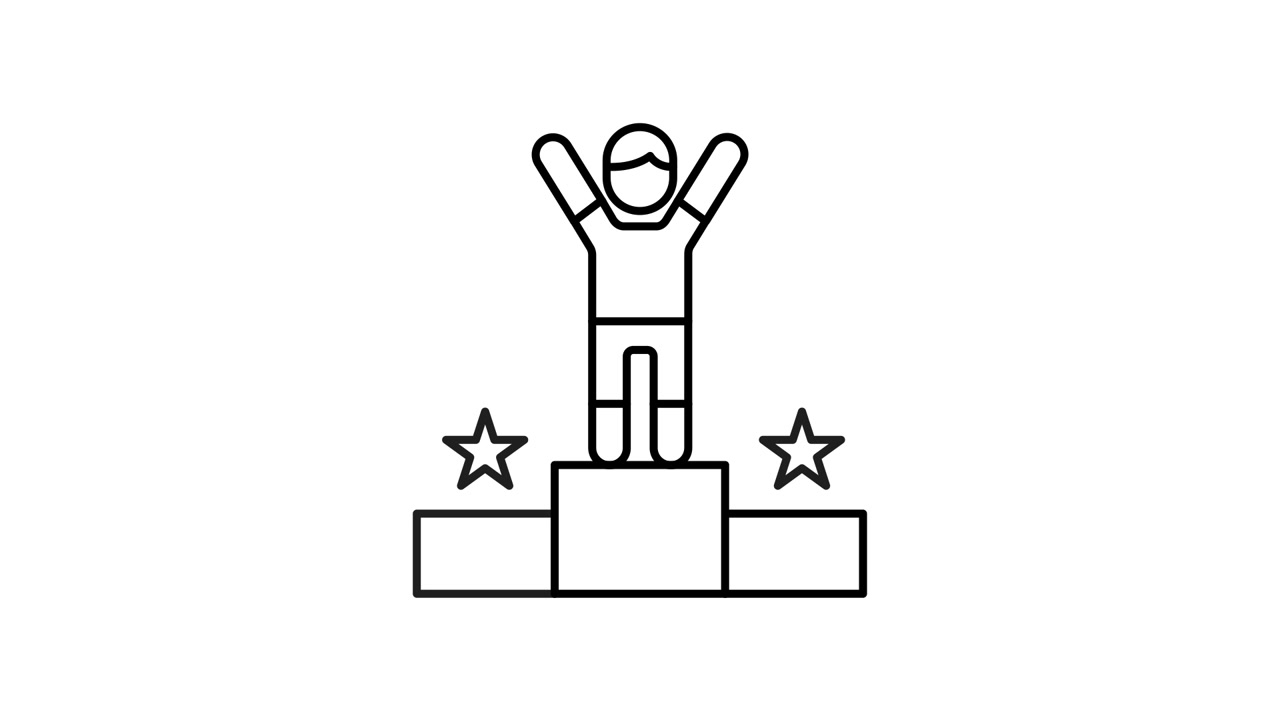 Animated Person Celebrating Victory on a Winner's Podium