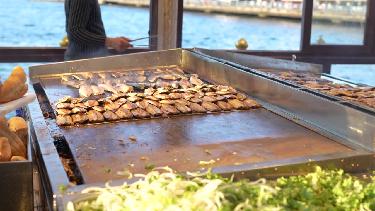 Grilled Fish Eminonu Pier, Fish and Bread Eminonu Square, Fatih Istanbul Turkey