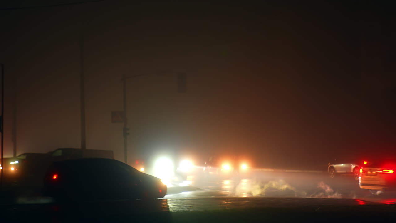 Foggy Night City Intersection