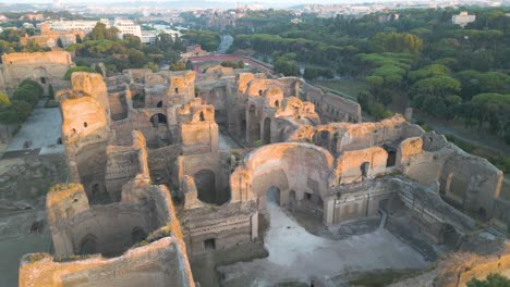 Beautiful-Aerial-View-Above-Baths-of-Caracalla