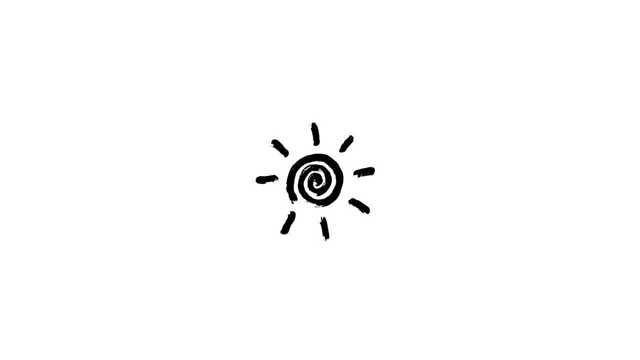 Icona del Sole Disegnata a Mano su Sfondo Bianco