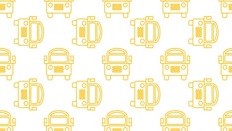 animation of school bus icons moving on white background