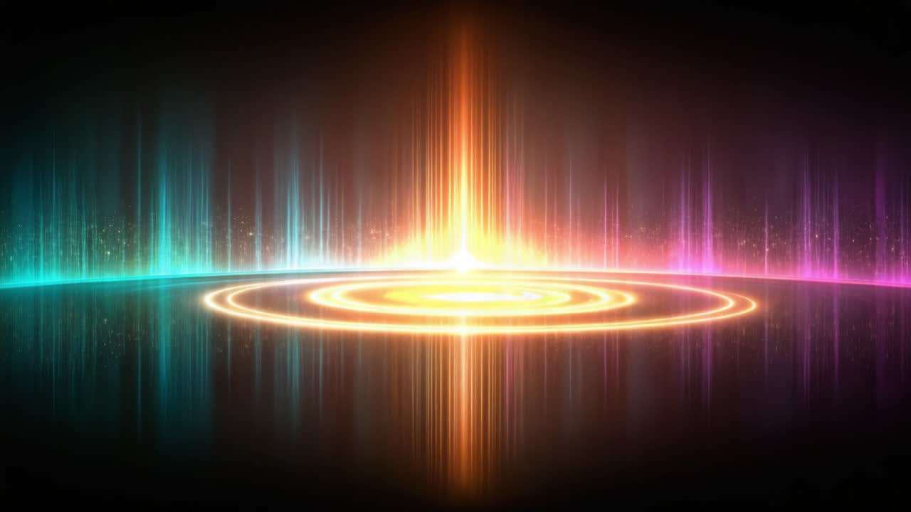 A Vibrant Display of Colorful Light Waves Radiating from a Central Point, Creating a Stunning Visual Experience with a Gradient Spectrum and Glowing Effects