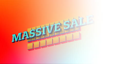 animación de texto de venta masivo en cuadrados 3d sobre fondo de gradiente