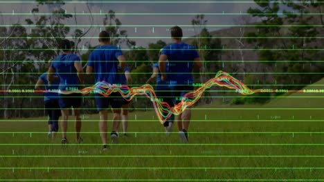 animación del procesamiento de datos sobre un grupo de hombres y mujeres que ejercen