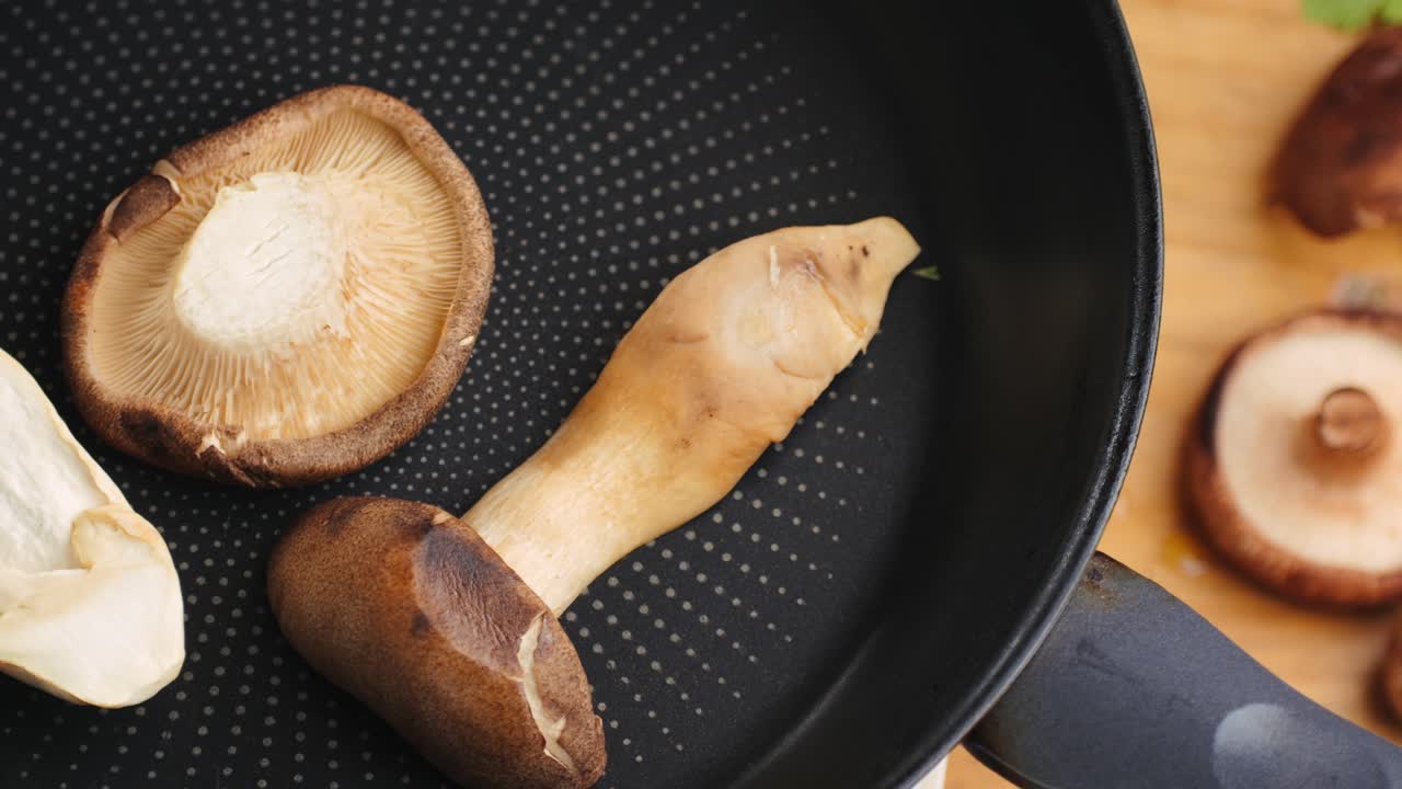 Cooking Shiitake Mushrooms in a Pan