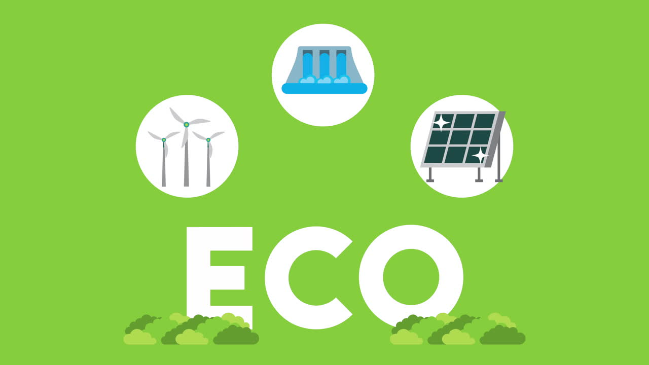 animación de video con letras ecológicas