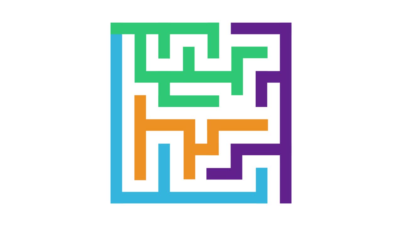 Maze. Animation of finding an exit in the maze. Cartoon