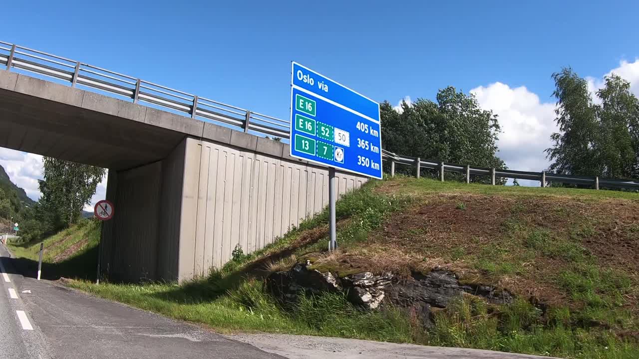 Scenic drive POV nature landscape, Norway Driving, Vossevangen beautiful lake